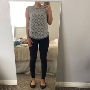 Black and white floral dress top